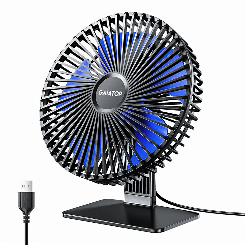 Ultra Quiet Desk Fan: 4-Speed USB, 90° Adjustable