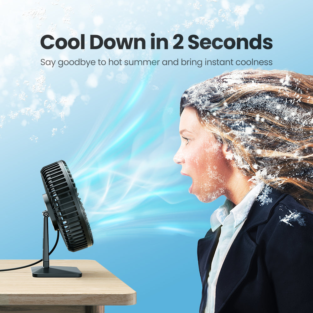 Ultra Quiet Desk Fan: 4-Speed USB, 90° Adjustable