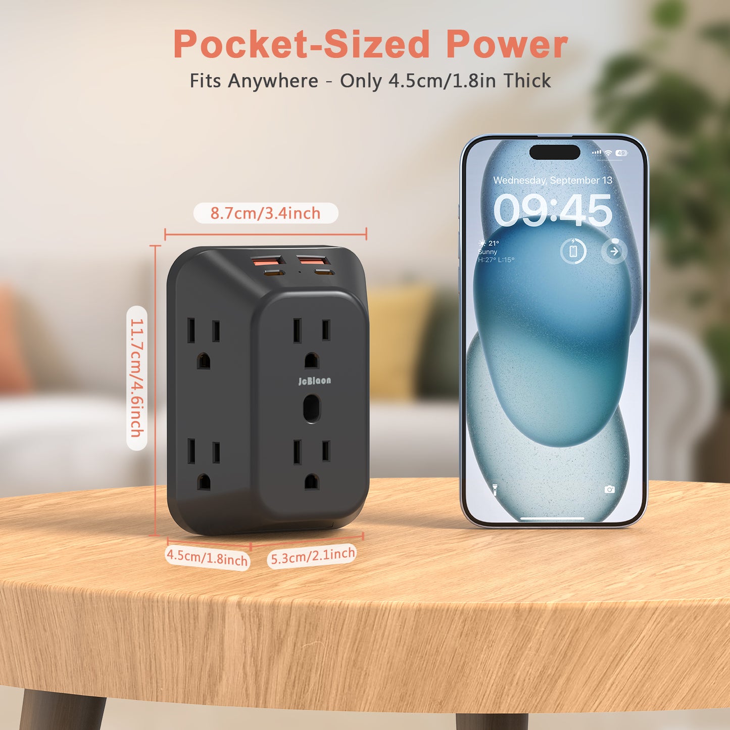 USB Wall Charger Surge Protector: 6 Outlets, 4 USB Ports