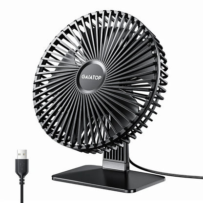 Ultra Quiet Desk Fan: 4-Speed USB, 90° Adjustable