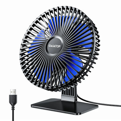 Ultra Quiet Desk Fan: 4-Speed USB, 90° Adjustable